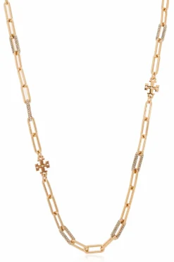 Tory Burch ZŁOTY Mosiężny naszyjnik
