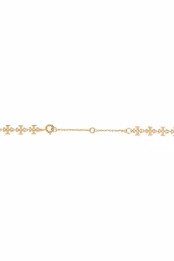 Tory Burch ZŁOTY Mosiężny naszyjnik z logo