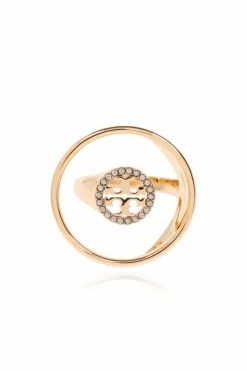 Tory Burch ZŁOTY Pierścień z kryształami