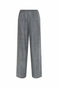 TOTEME SZARY Spodnie z monogramem
