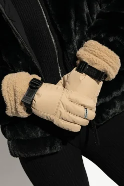 UGG beżowy Rękawice narciarskie `Shasta` ze sztucznym futrem
