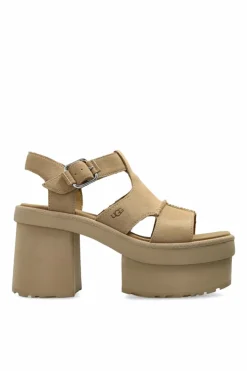 UGG beżowy Sandały na platformie `W NEW HEIGHTS PLATFORM T-STRAP`