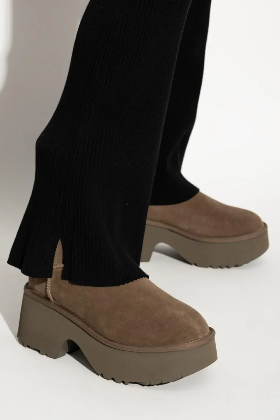 UGG BRĄZOWY Śniegowce na platformie `Classic Twin Seam New Heights`