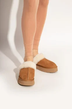 UGG BRĄZOWY Zamszowe klapki ‘Disquette’