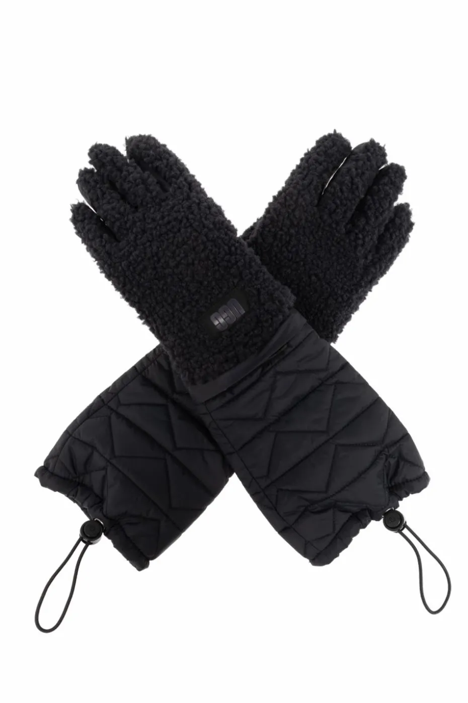 UGG CZARNY Rękawice ze sztucznym futrem
