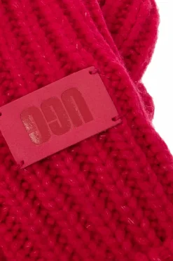 UGG Kids RÓŻOWY Rękawice z naszywką z logo