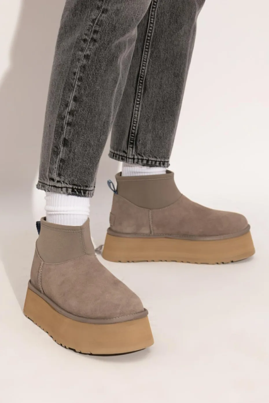 UGG SZARY Śniegowce na platformie`Classic Mini Dipper`