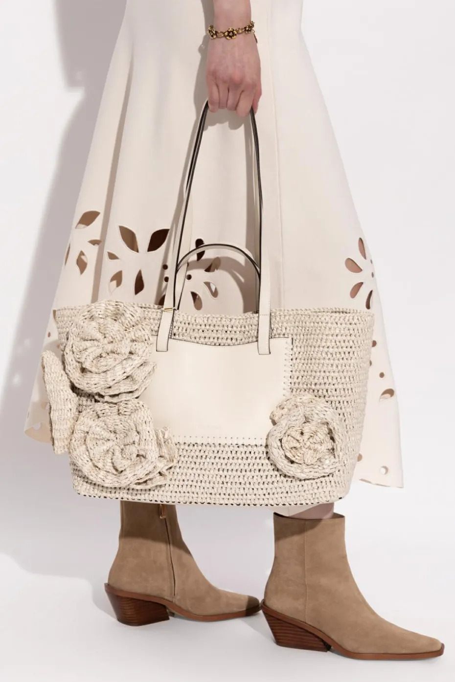 Ulla Johnson kremowy Torba `Lali Floral` typu `shopper`