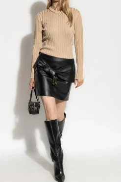 Versace beżowy Prążkowany top