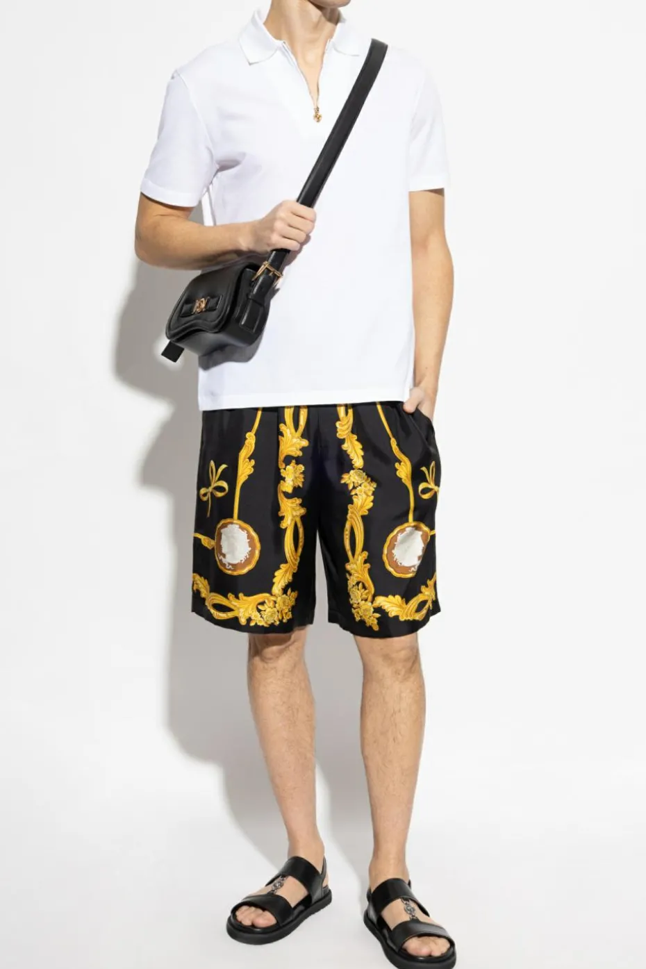 Versace BIAŁY Bawełniane polo