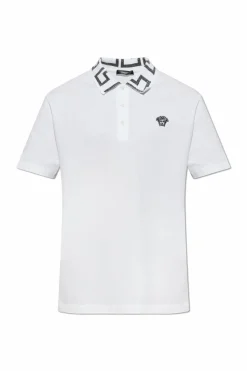 Versace BIAŁY Bawełniane polo