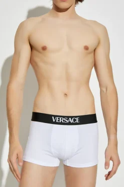 Versace BIAŁY Dwupak bawełnianych bokserek z logo