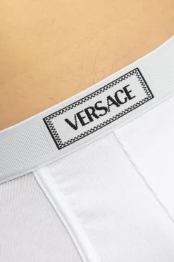 Versace BIAŁY Prążkowane bokserki z logo