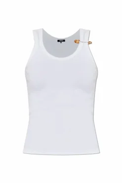 Versace BIAŁY Top z dekoracyjną agrafką