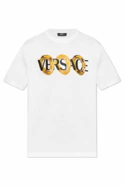 Versace BIAŁY T-shirt z nadrukowanym logo