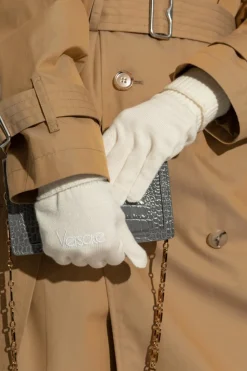Versace BIAŁY Wełniane rękawiczki