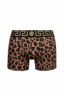 Versace BRĄZOWY Bokserki z motywem zwierzęcym