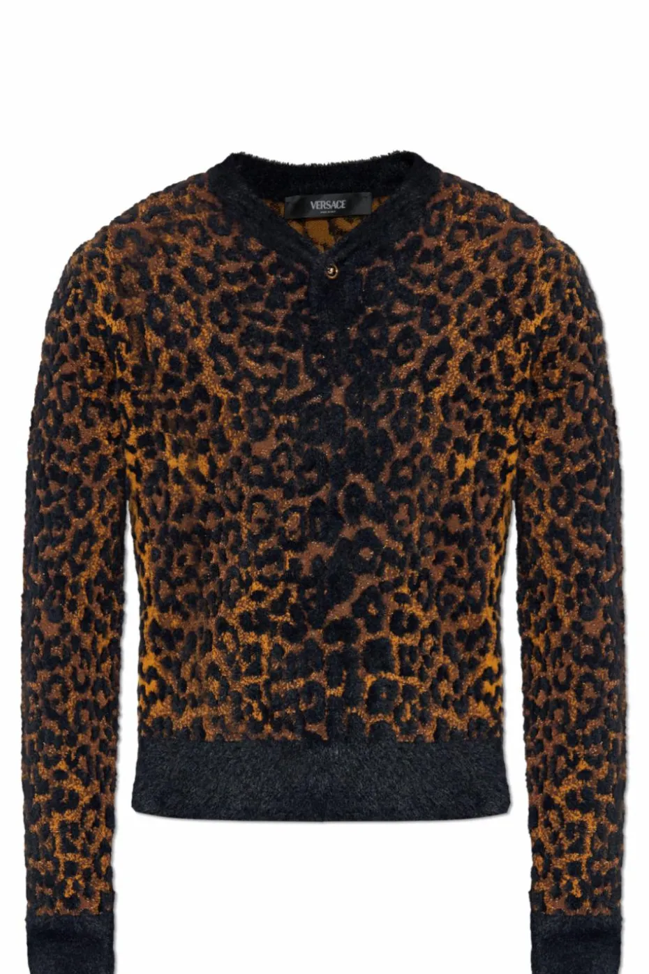 Versace BRĄZOWY Sweter z motywem zwierzęcym