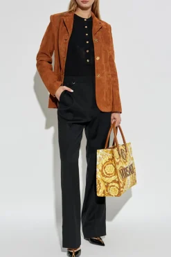 Versace BRĄZOWY Zamszowa marynarka