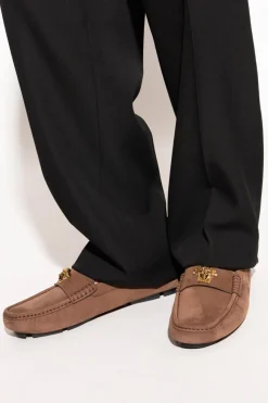 Versace BRĄZOWY Zamszowe mokasyny