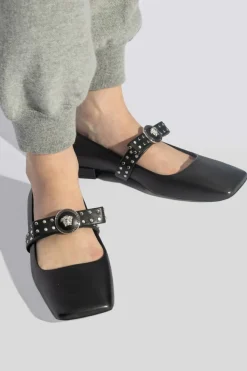 Versace CZARNY Baleriny z kokardą