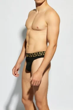 Versace CZARNY Bawełniane stringi