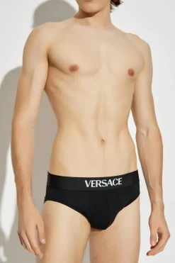 Versace CZARNY Bawełniane slipy z logo