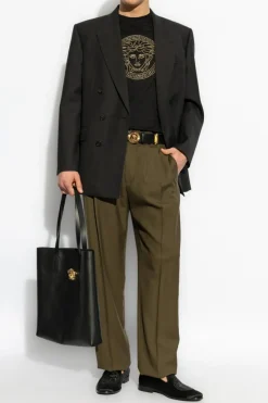 Versace CZARNY Bawełniany t-shirt