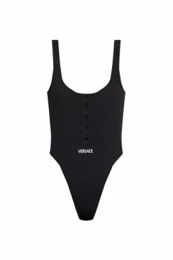 Versace CZARNY Body z wyszytym logo