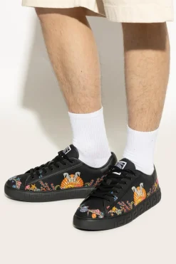 Versace CZARNY Buty sportowe z kolorowym nadrukiem