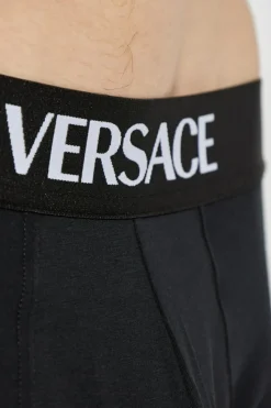 Versace CZARNY Dwupak bawełnianych bokserek z logo