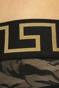 Versace CZARNY Figi z koronkowym tyłem