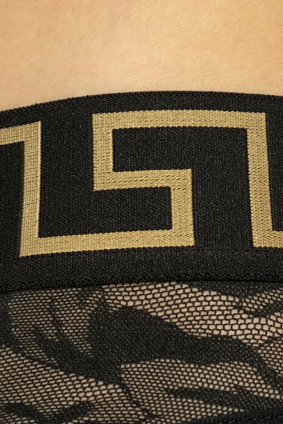 Versace CZARNY Figi z koronkowym tyłem