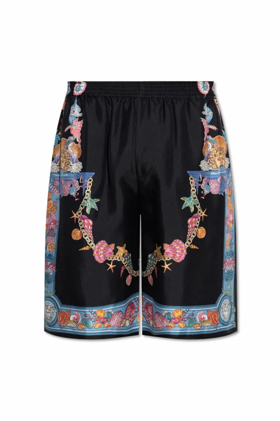 Versace CZARNY Jedwabne szorty z nadrukiem `Coral Theatre`