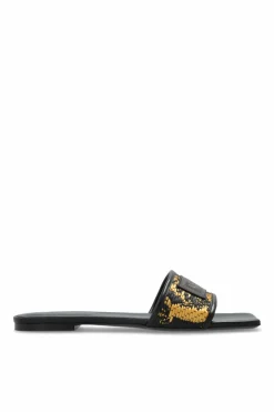 Versace CZARNY Klapki z logo