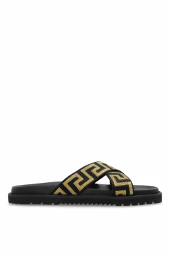 Versace CZARNY Klapki z logo
