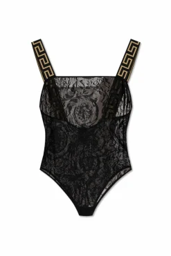 Versace CZARNY Koronkowe body
