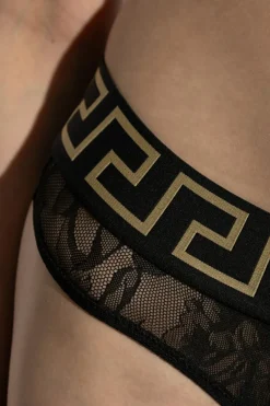 Versace CZARNY Koronkowe figi