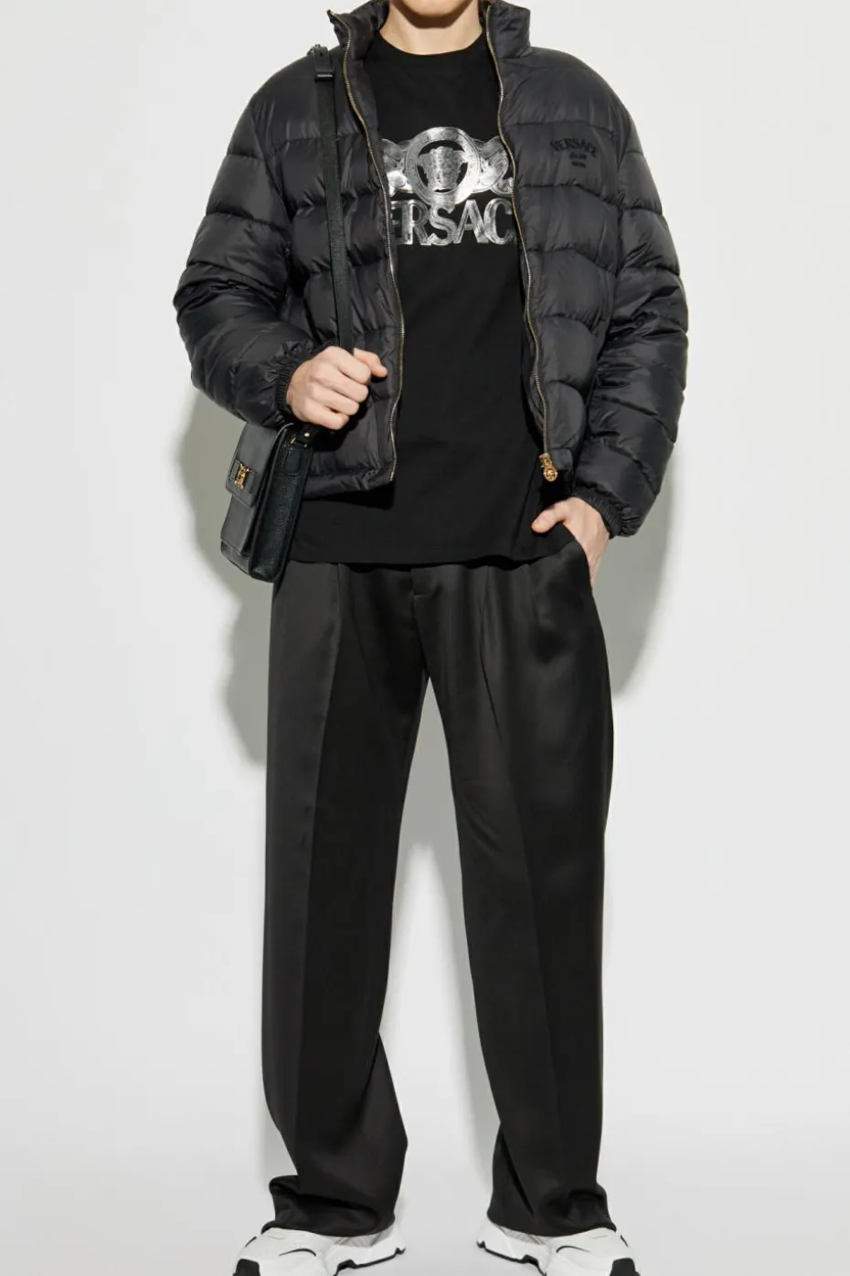 Versace CZARNY Kurtka puchowa ze stójką