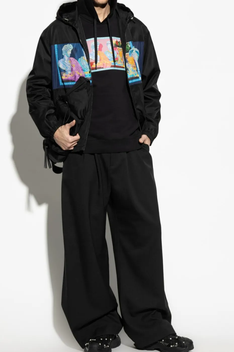 Versace CZARNY Kurtka z kapturem