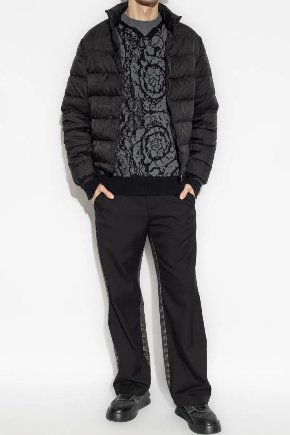 Versace CZARNY Kurtka ze stójką