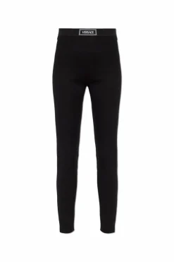 Versace CZARNY Leginsy z naszywką z logo