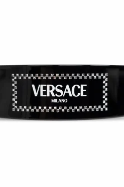 Versace CZARNY Opaska na głowę z połyskującymi kryształami
