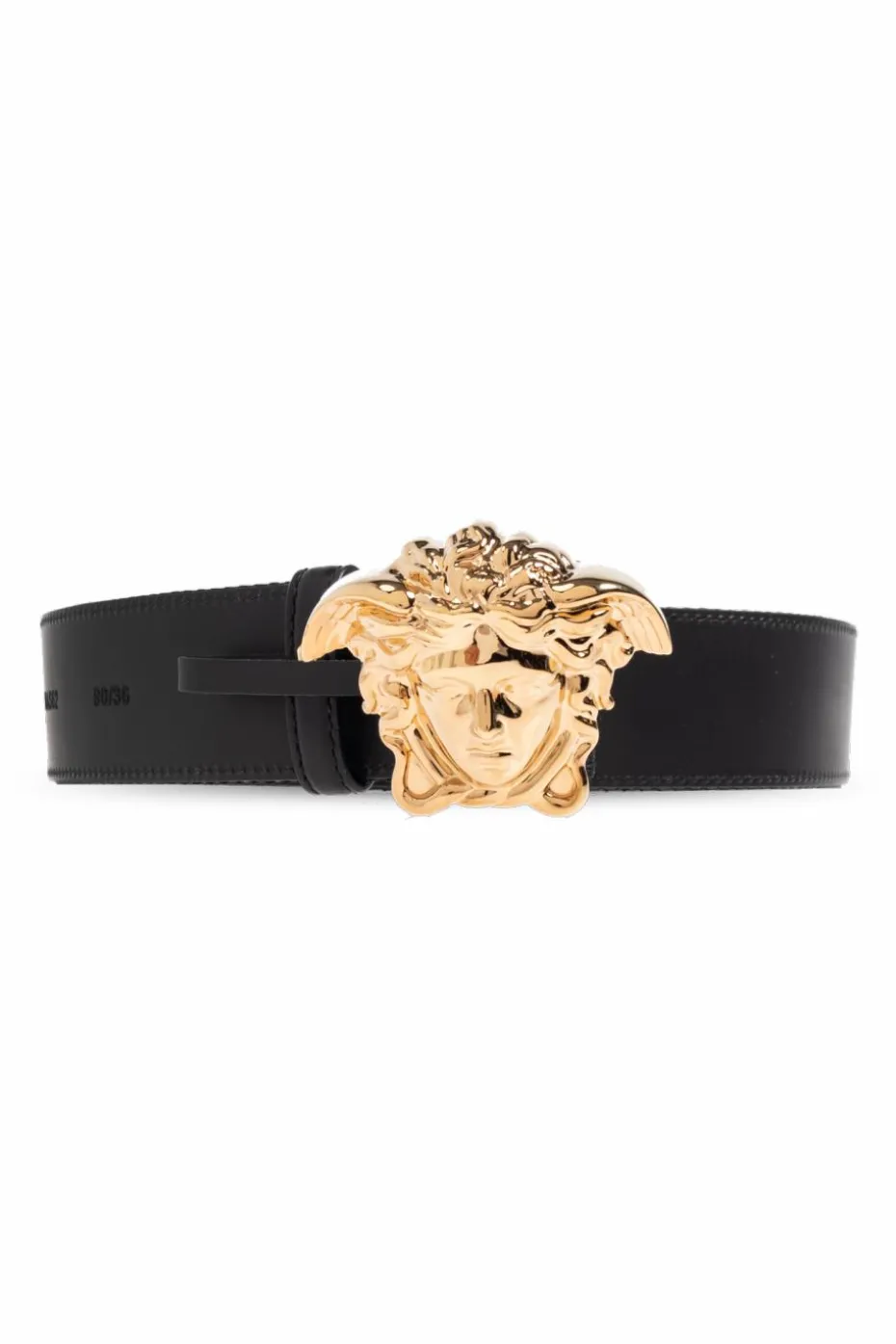 Versace CZARNY Pasek z charakterystycznym greckim wzorem