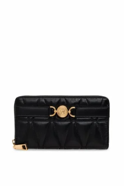 Versace CZARNY Pikowany portfel