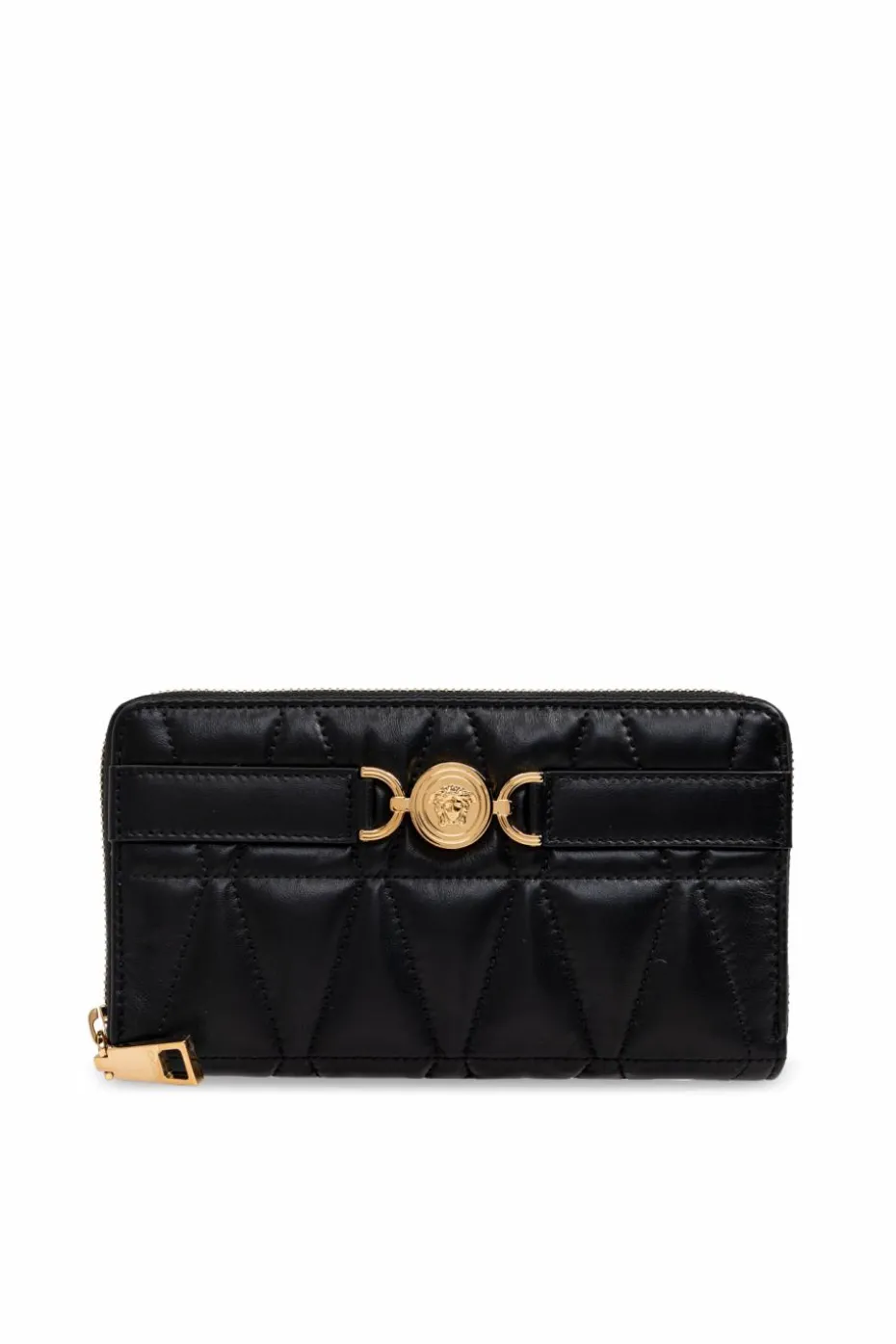 Versace CZARNY Pikowany portfel