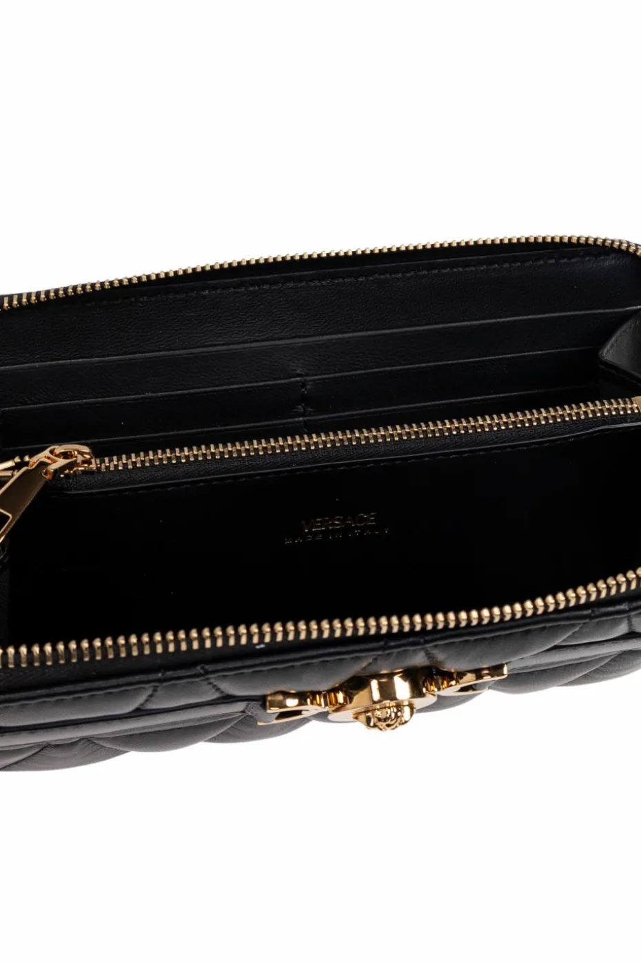 Versace CZARNY Pikowany portfel