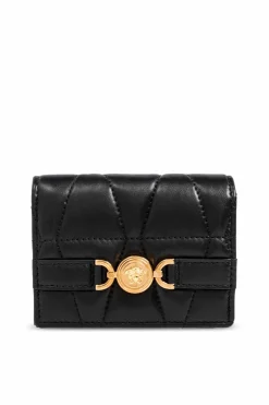 Versace CZARNY Pikowany portfel
