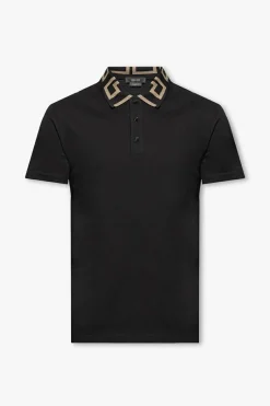 Versace CZARNY Polo z logo