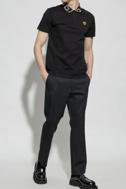 Versace CZARNY Polo z logo